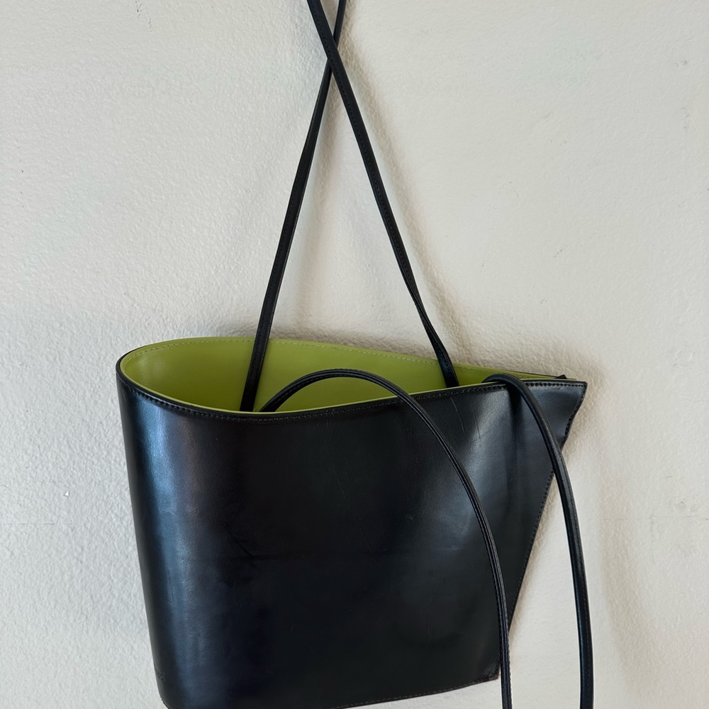 Tiffany & Fred Paris Dark Brown Leather Tote Bag Green Interior - Picture 6 of 12